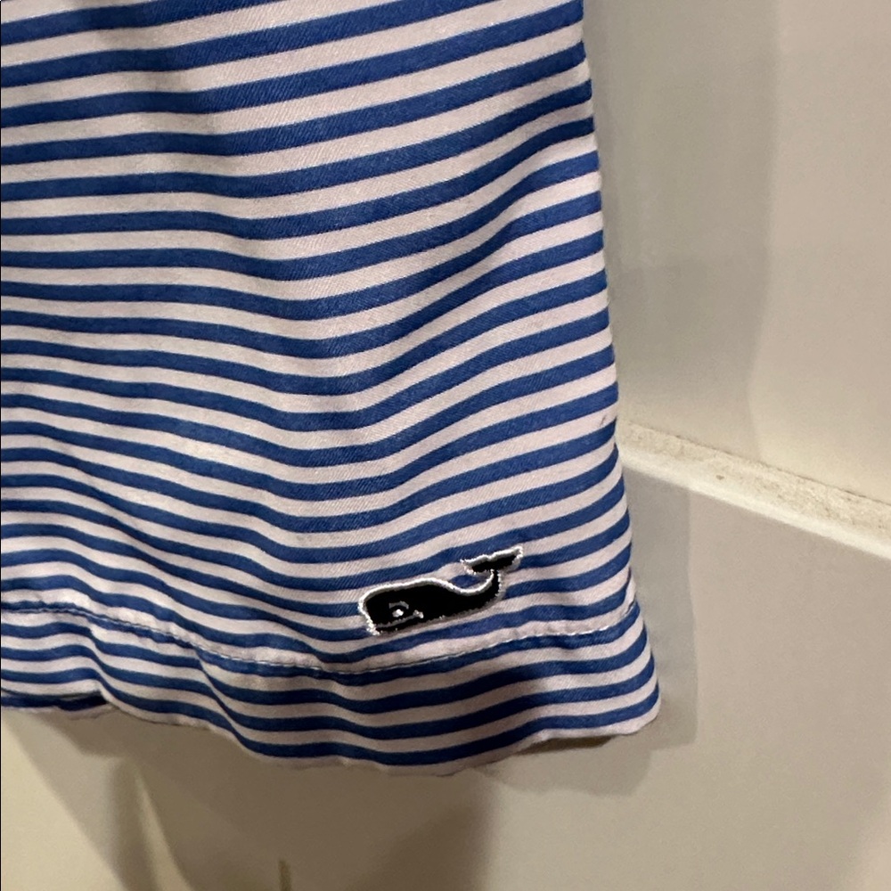 Vineyard Vinea Navy and White Striped Lined swim trunks - Picture 2 of 3